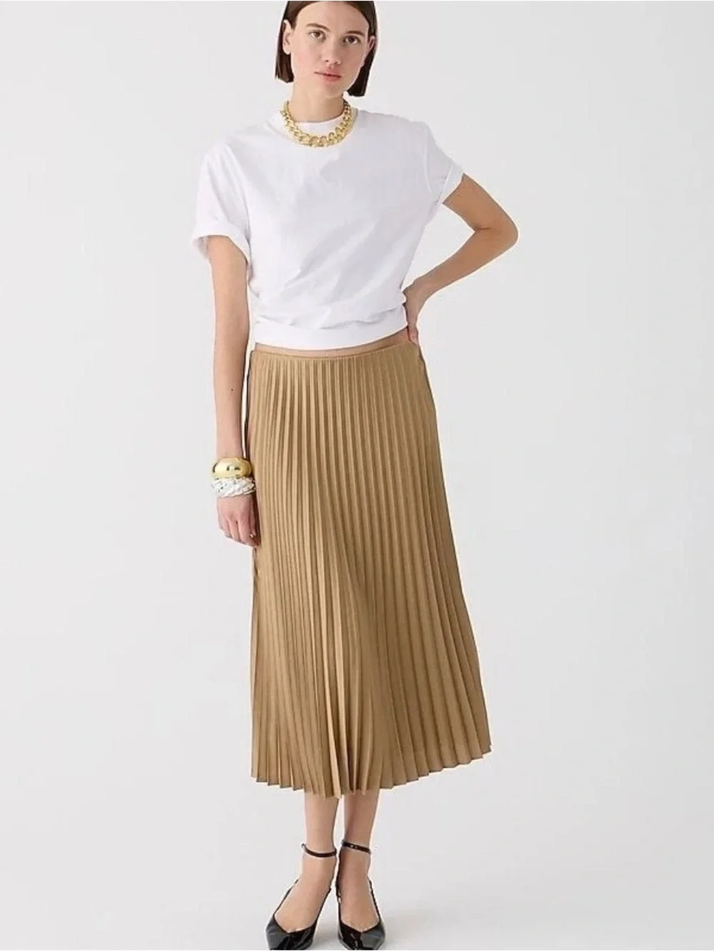 J. Crew Gwyneth Pleated Pull on Midi Skirt in size XXS
